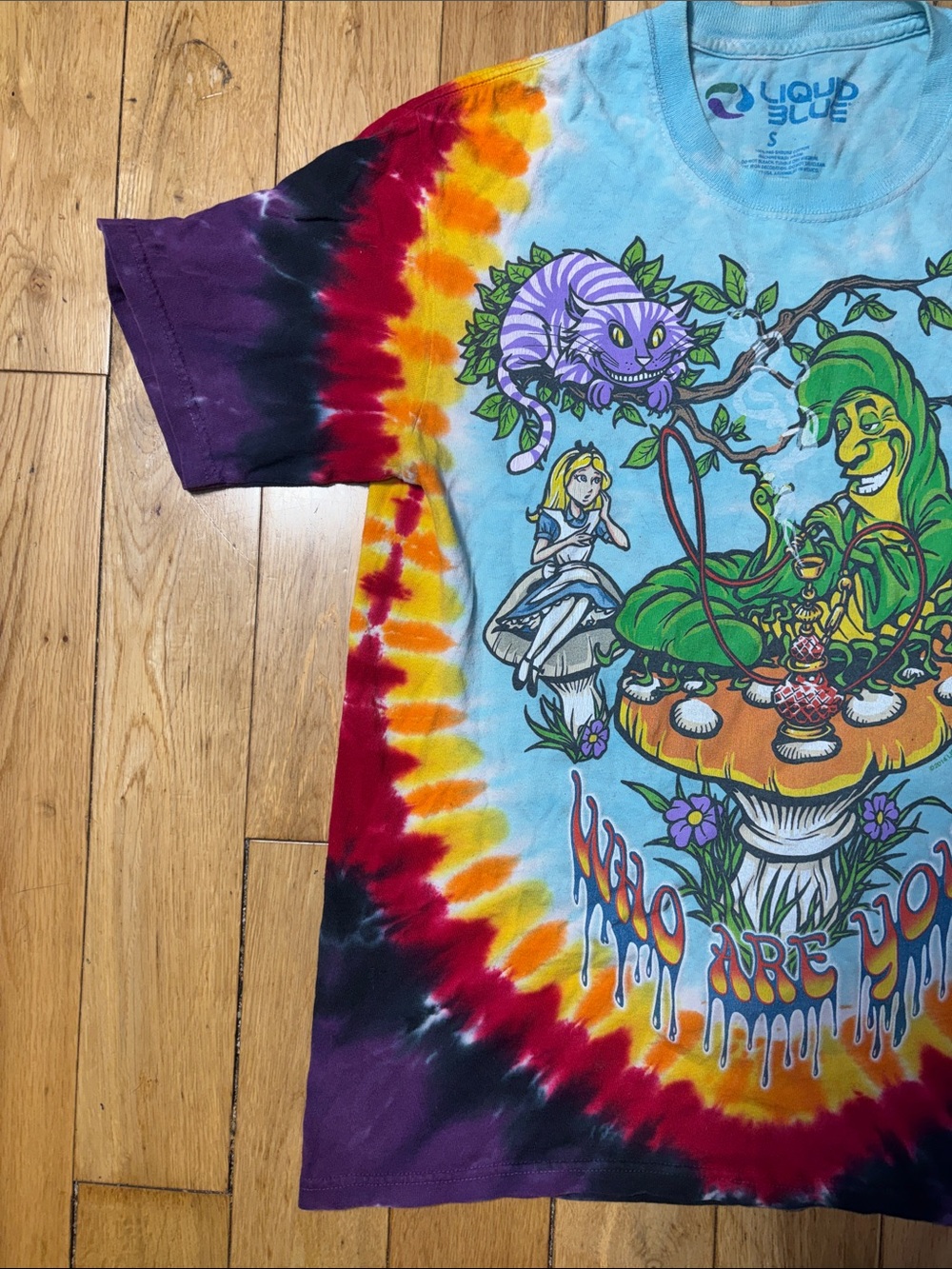 Alice in Wonderland Tie-Dye 'Who Are You?' Multi Color T-Shirt - Picture 3 of 9